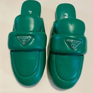 PRADA sabot mules in color mango size 36.5